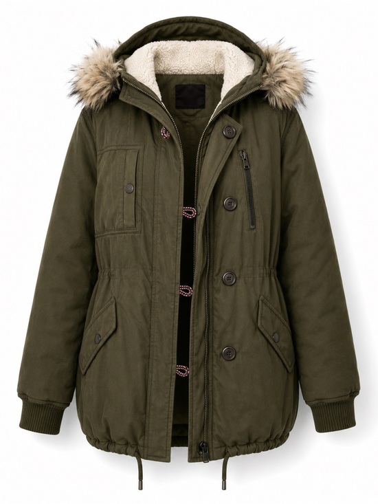 Zara Jackets & Blazers - Zara Olive Green Parka with Faux Fur Hood